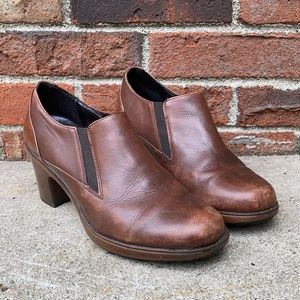 Dansko Brand Leather Heel Pumps Brown Chelsea Booties 9